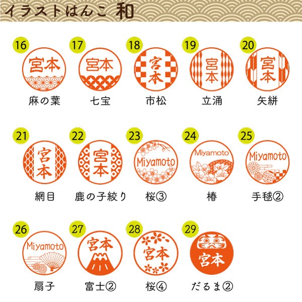 イラストはんこ(和柄・縁起・干支) 認印・銀行印 印鑑 [柘植/13.5mm]　【ネコポス無料】