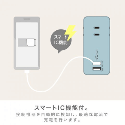 3口コンセント（直挿しタイプ）ＵＳＢポート付　ユートリムエル [全2色]ソニック UT/UL-5792-*