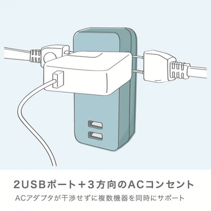 3口コンセント（直挿しタイプ）ＵＳＢポート付　ユートリムエル [全2色]ソニック UT/UL-5792-*