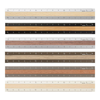 アルミ＆ウッド定規 15cm [全6色] デザインフィル(ミドリ) 42257/70/74/80/304/305 [M便 1/120]