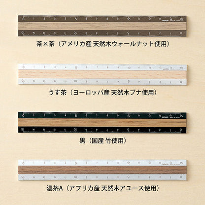 アルミ＆ウッド定規 15cm [全6色] デザインフィル(ミドリ) 42257/70/74/80/304/305 [M便 1/120]