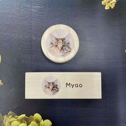 【写真・名入れ可能】猫のケース オリジナル 桐箱 [長方形]