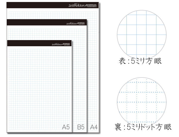 zeit Vektor/ツァイトベクター　レポート用紙【A4サイズ】ミシン目付き両面使用可能タイプ　方眼・ドット方眼　レイメイ藤井　24-ZVP455