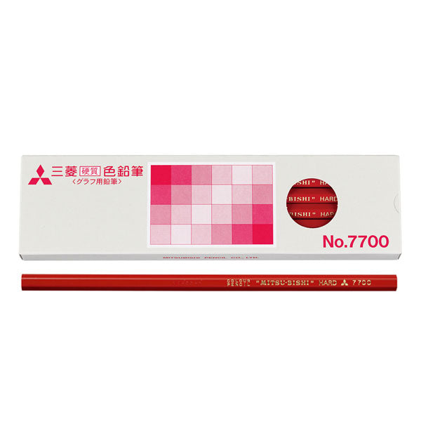 硬質色鉛筆 7700 (12本入) 1ダース［赤］6角 三菱鉛筆 K7700.15ﾀﾞｰｽ [M便 1/4]