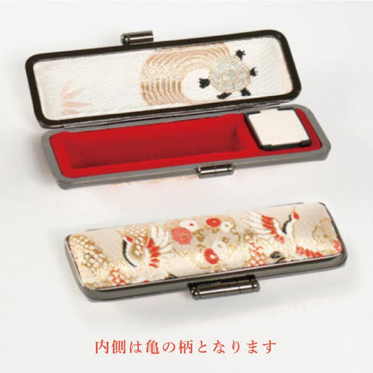 印鑑ケース　千鶴万亀〜鶴〜 10.5・12mm対応 朱肉付き印鑑ケース　019ツル-12ﾐﾘ　創明社