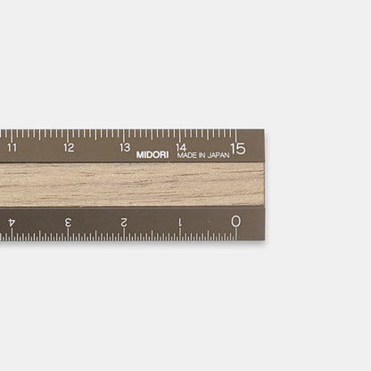 アルミ＆ウッド定規 15cm [全6色] デザインフィル(ミドリ) 42257/70/74/80/304/305 [M便 1/120]