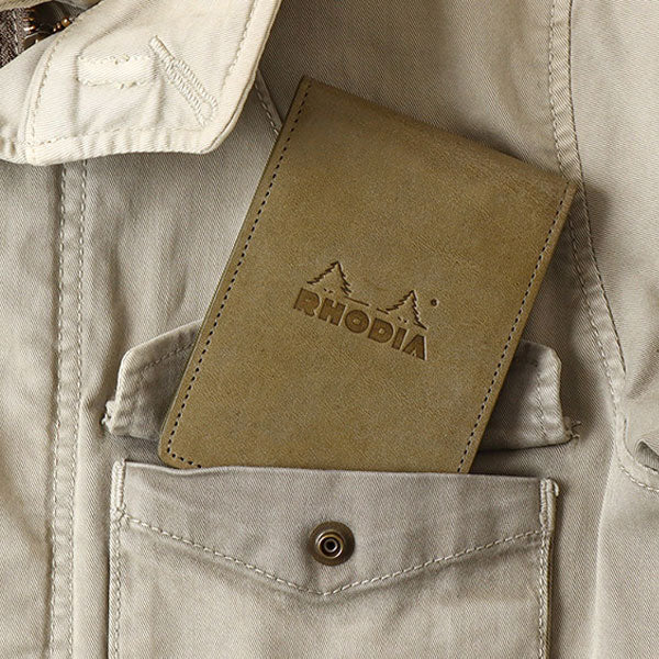 【限定】RHODIA《ロディア》オーガナイザー Chic/シック＜カーキ/ターコイズ＞ 8×11cm ミニ3穴 牛革 ロディア CF11OGZ01