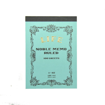 ノーブルメモ ＮＯＢＬＥ ＭＥＭＯ 横罫8mm 本文＜表紙：ライトブルー＞100枚 ライフ《LIFE》N42