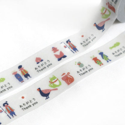 【当店オリジナル】mt マスキングテープ 太巻きタイプ 18mm×30m [桃太郎 ありがとう] 1巻入り カモ井加工紙 ｵﾘｼﾞﾅﾙMT-F01 [M便 1/4]