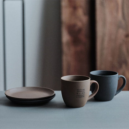 GOOD MORNING マグカップ 200 プレートセット [ナチュラル/グレイカラー] 再生備前 the continue RI-CO MUG200&amp;PLT 専用ボックス入り