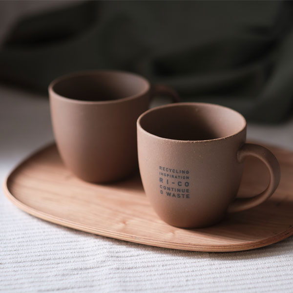 GOOD MORNING マグカップ 200 [ナチュラル] ロゴ入り 再生備前 the continue RI-CO MUG200-N-01 専用ボックス入り