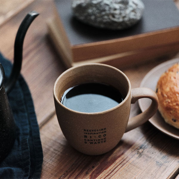 GOOD MORNING マグカップ 200 [ナチュラル] ロゴ入り 再生備前 the continue RI-CO MUG200-N-01 専用ボックス入り