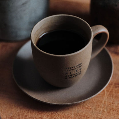 GOOD MORNING マグカップ 200 [ナチュラル] ロゴ入り 再生備前 the continue RI-CO MUG200-N-01 専用ボックス入り