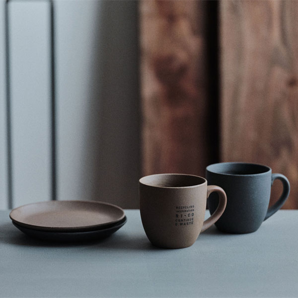 GOOD MORNING マグカップ 200 [ナチュラル] ロゴ入り 再生備前 the continue RI-CO MUG200-N-01 専用ボックス入り