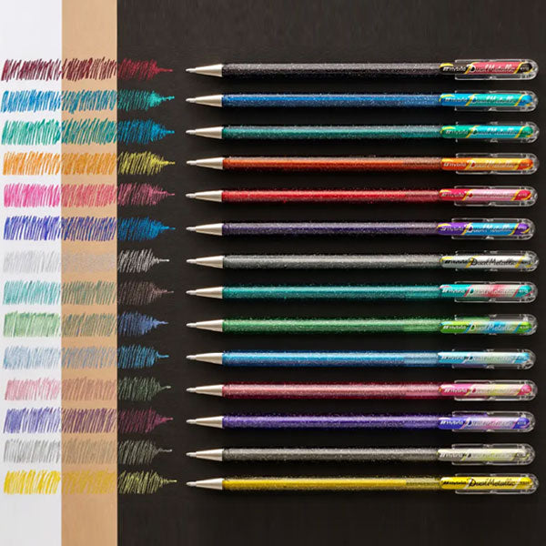 Dual Metallic《デュアルメタリック》 オリジナル＋ファンタジーセット [全14色] 1.0mm グリッター顔料 ぺんてる K110-D14ST